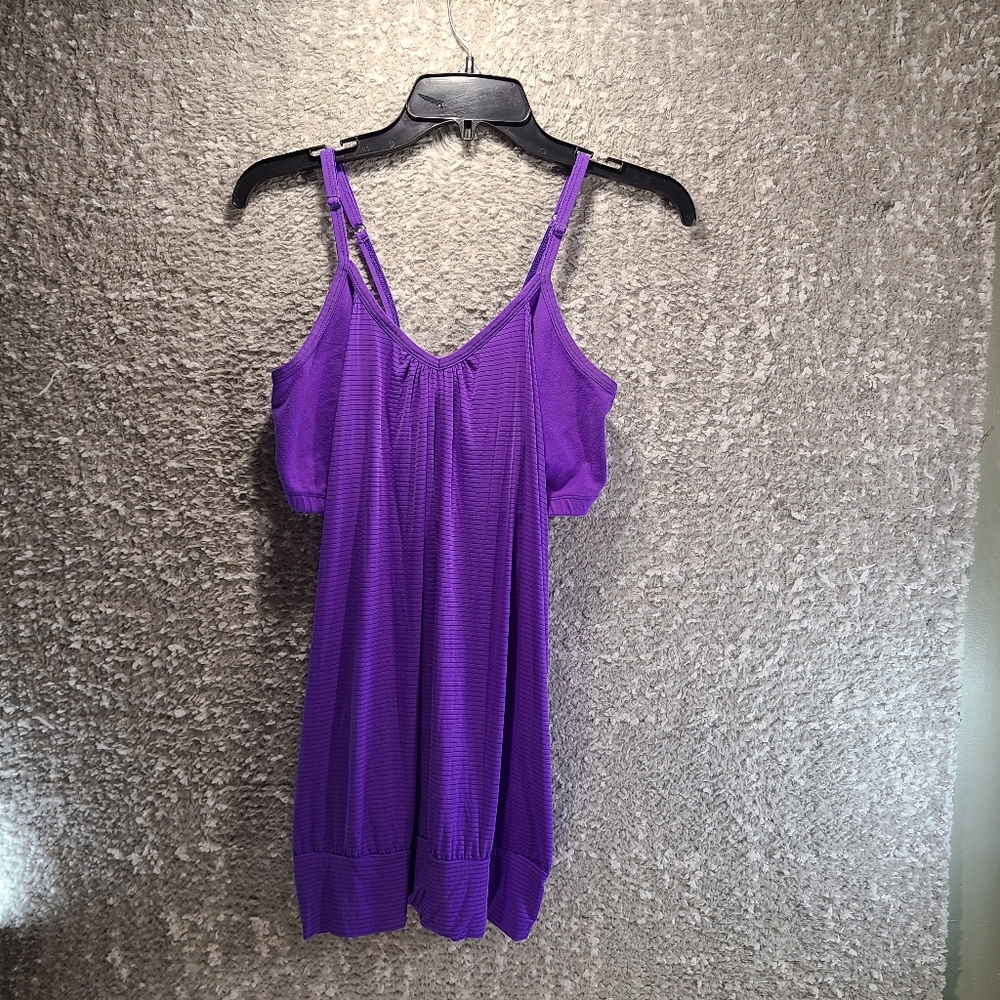 Beyond Yoga Purple Tank With Bra Workout Top Athletic Strappy Nylon Large